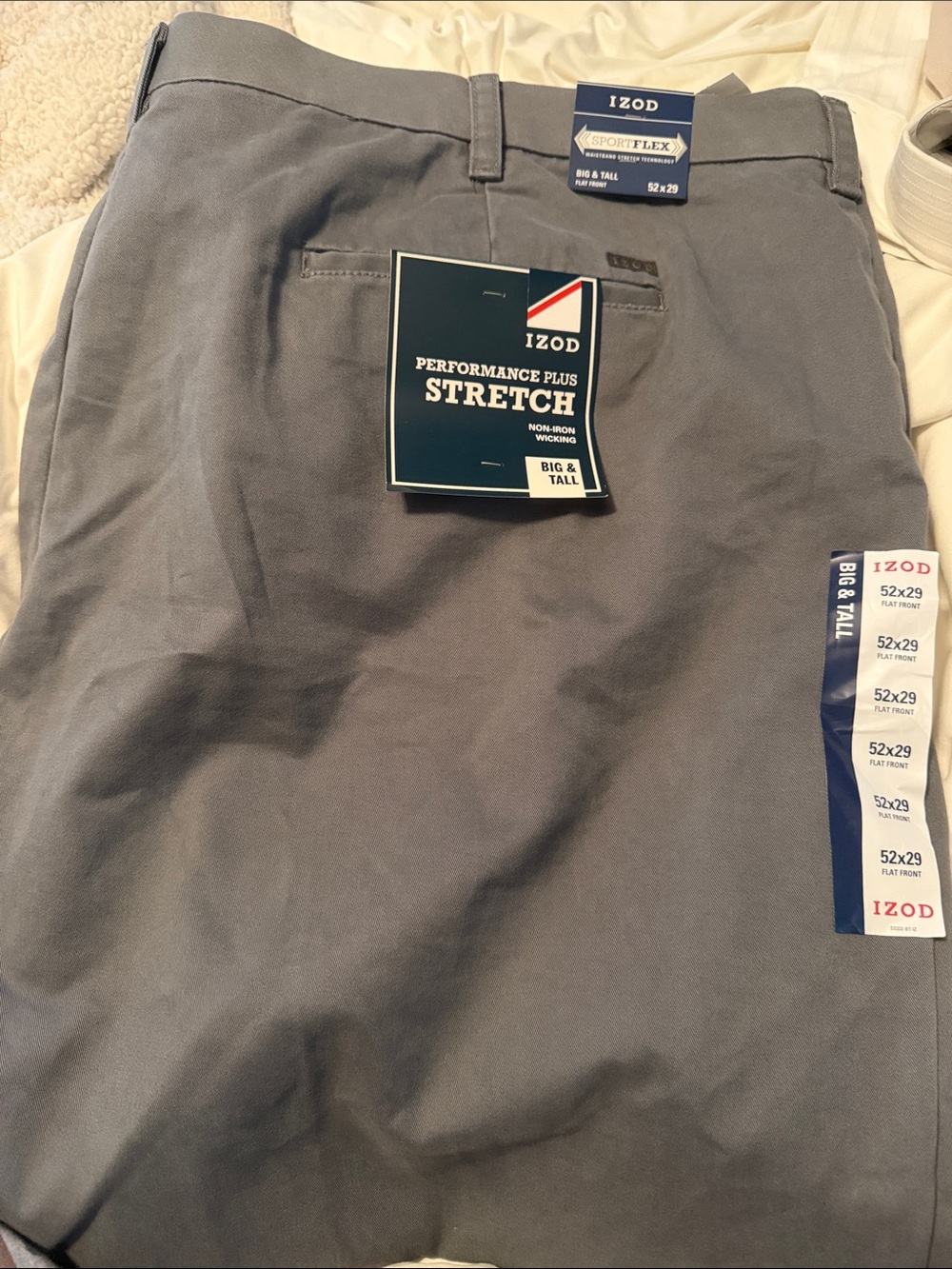 Izod  Performance  Stretch no iron wicking sport flex foat front  Gray pants 52